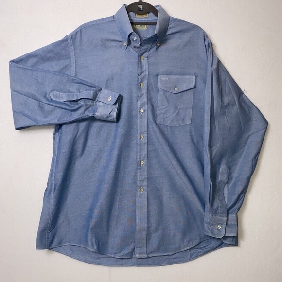 Vintage American LL Bean Men 17-35 Single Needle Tailoring Blue Button Down - Picture 1 of 14